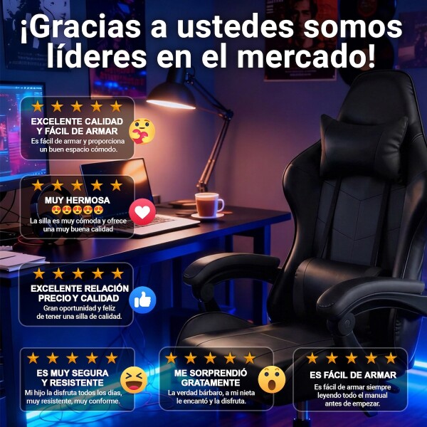 Silla Gamer Ergonomica Escritorio Reclinable Soporta 200kg Imback Negro Silla Gamer Ergonomica Escritorio Reclinable Soporta 200kg Imback Negro
