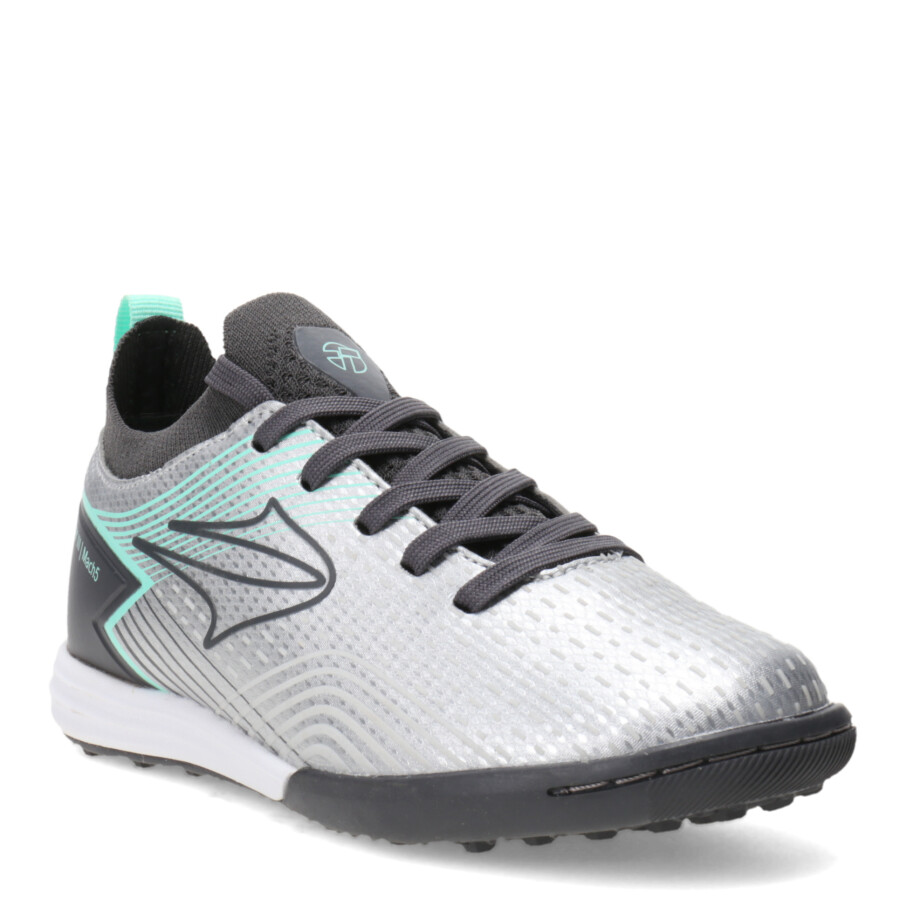 Championes de Niños Topper Futbol 5 Stingray III Mach Plateado - Verde - Gris