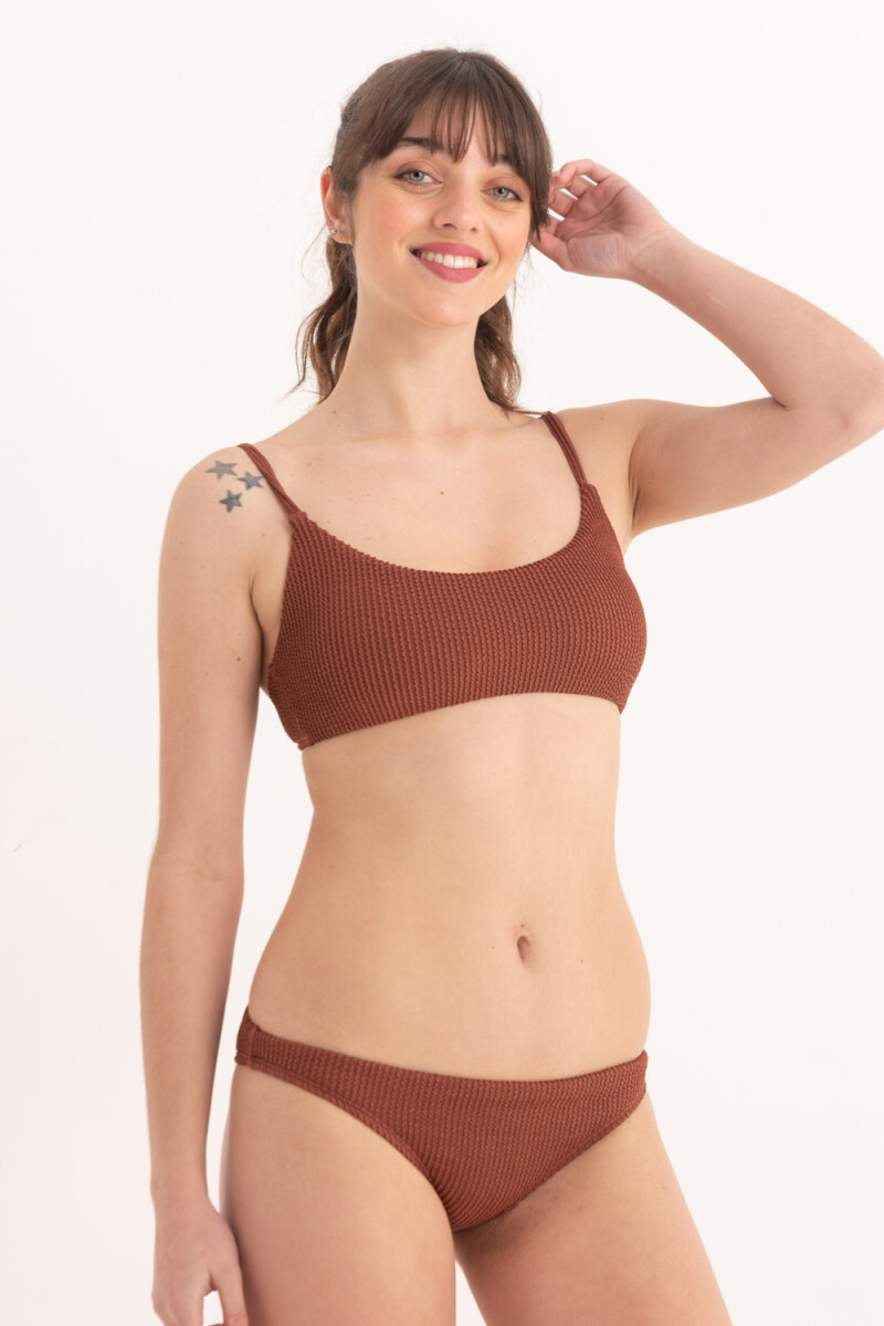 Bombacha bikini con textura - Marrón 