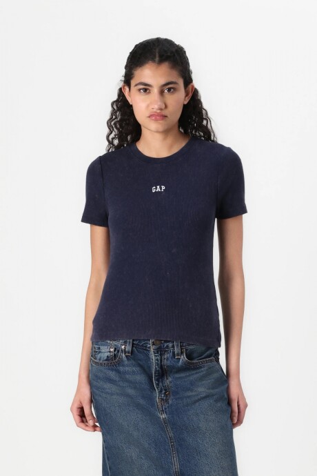 Remera Rib Mujer Washed Navy