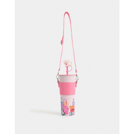 Vaso De Acero Con Correa Rosa Claro