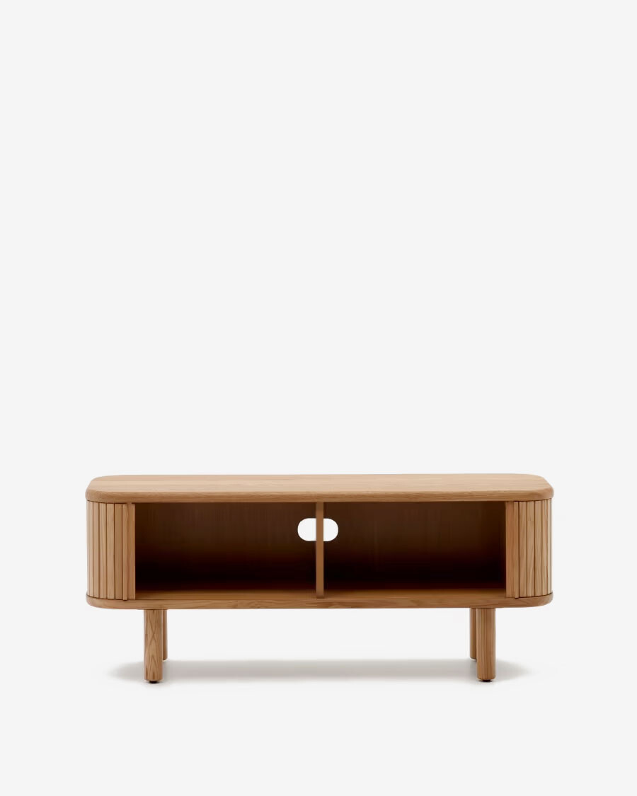 Mueble TV Mailen 2 puertas en chapa de fresno con acabado natural 120 x 50 cm