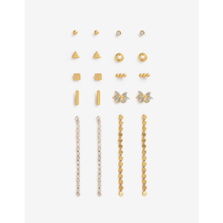 Set De Aros Mariposa Dorado Oro Cepillado Mate
