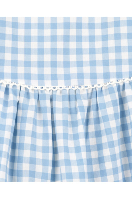 Vestido de algodón, escalonado, diseño a cuadros Sin color