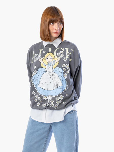 BUZO ALICE ON FLOWERS GRIS OSCURO