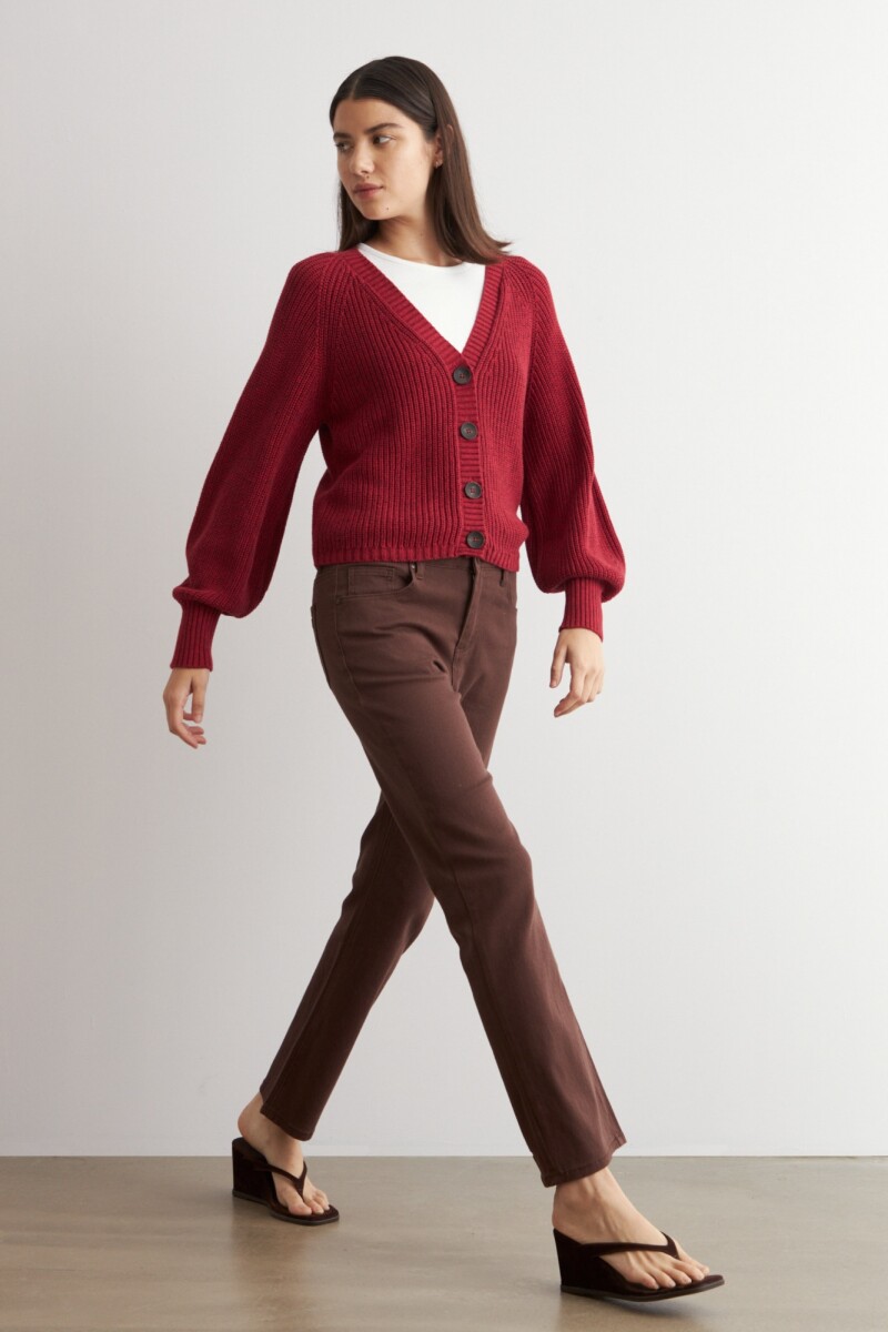 Cardigan escote V bordo