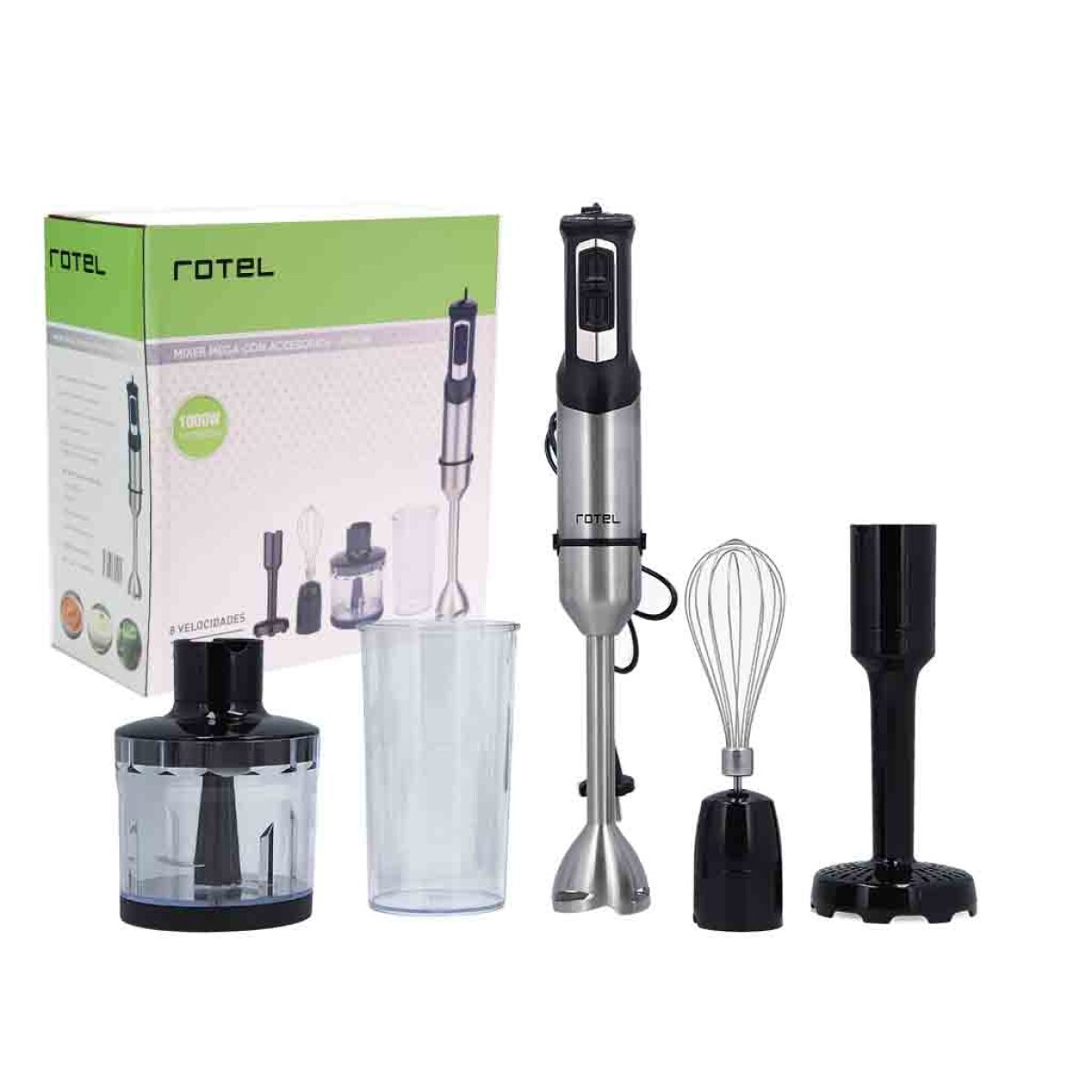 Mixer Rotel Mega 4 Accesorios 1000W - NEGRO 