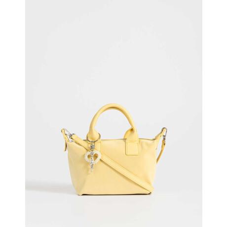 Cartera City Con Charm De Perlas Amarillo Claro
