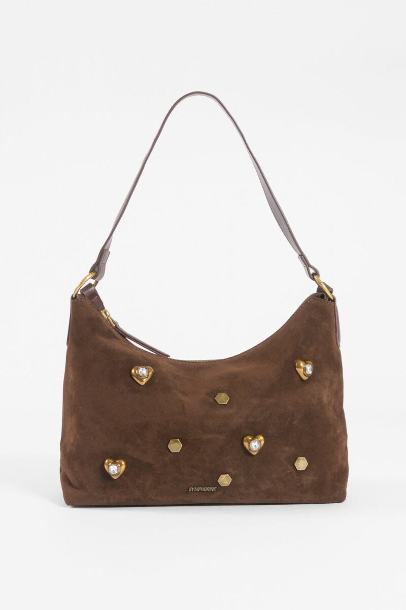 Bandolera vintage tachas strass chocolate
