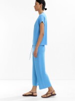 Top De Punto Con Cuello V azul