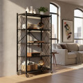 Estantería 5 Niveles Metal Minimalista Plegable 1.55m Negro