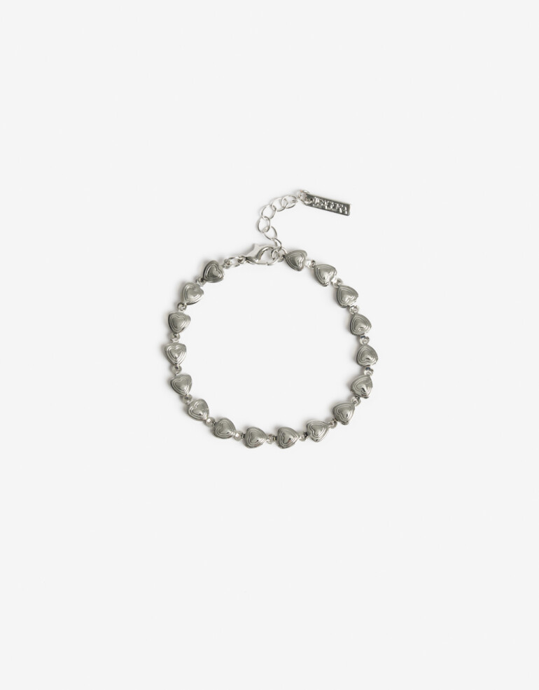 Pulseras Flexibles Metal Pulsera Flexible Metal Corazones - Plateado Rodio
