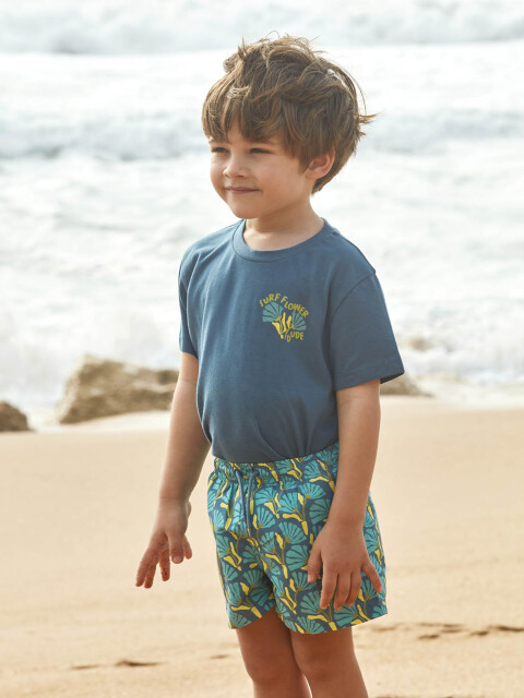 Camiseta Manga Corta Surf Flower Azul