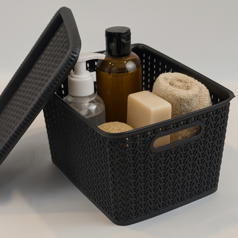 Caja organizadora simil ratá 5L NEGRO
