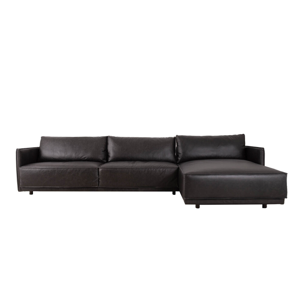 SILLÓN C/CHAISE CUERO-100-NATURAL NEGRO ROMEO TP3