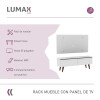 Rack TV mueble Lumax + panel rústico con estantes 55” Blanco/Blanco