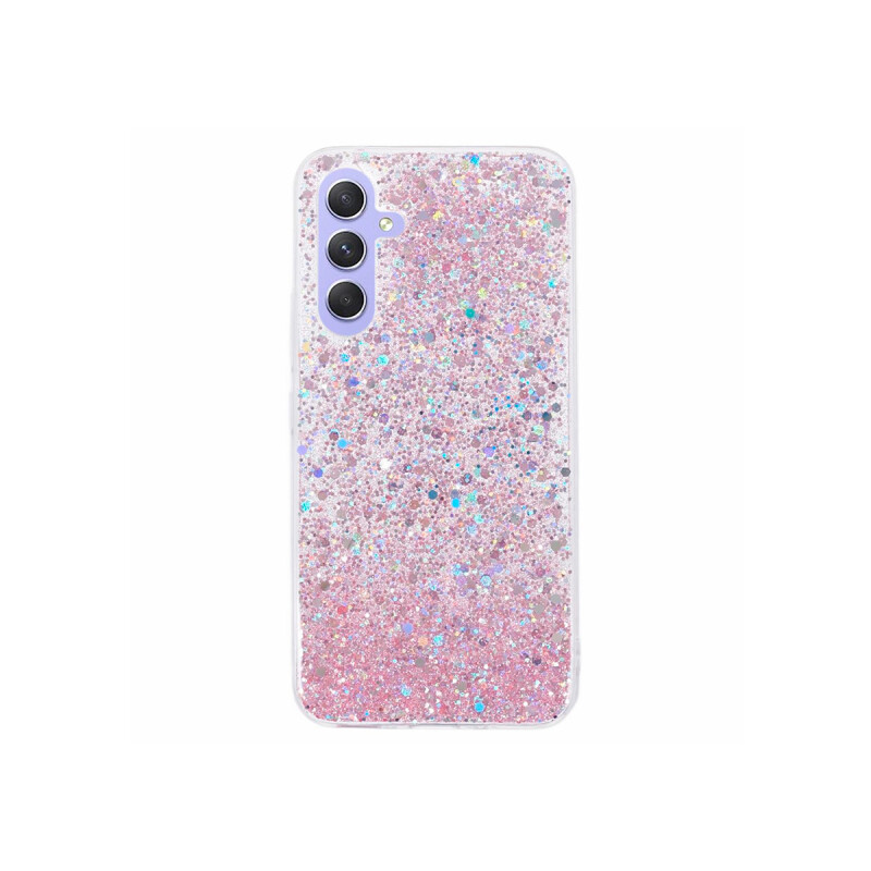 Protector para Samsung Galaxy A25 con brillos color rosa Protector Para Samsung Galaxy A25 Con Brillos Color Rosa
