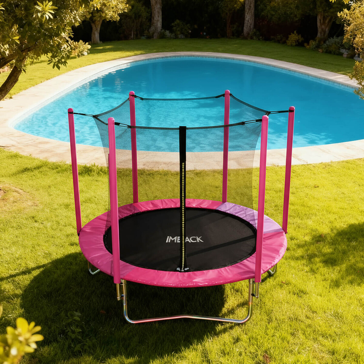 Cama Elástica IMBACK IBK-CE003 – 2.44 m | Con Red de Protección y Amortiguación Reforzada 