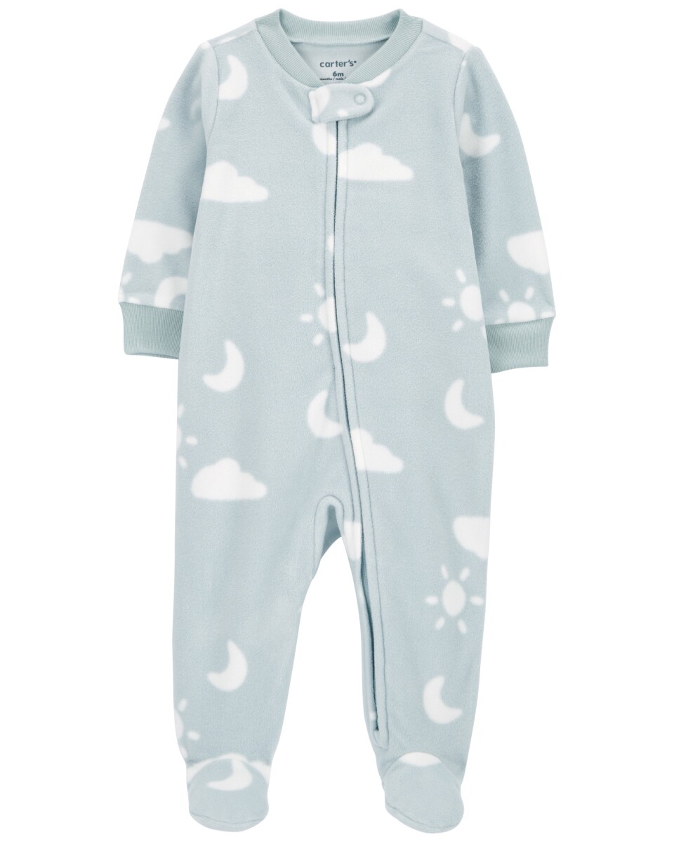 Pijama uno pieza de micropolar, con pie, diseño cielo 