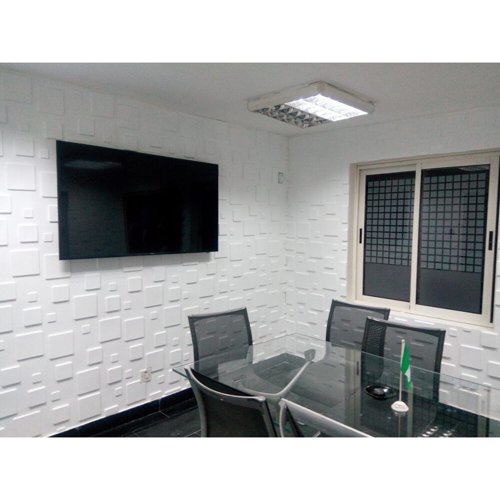PANEL DECORATIVO EN PVC 3D PARA PARED MODELO D071 50x50 CM BLANCO MATE Panel Decorativo En Pvc 3d Para Pared Modelo D071 50x50 Cm Blanco Mate