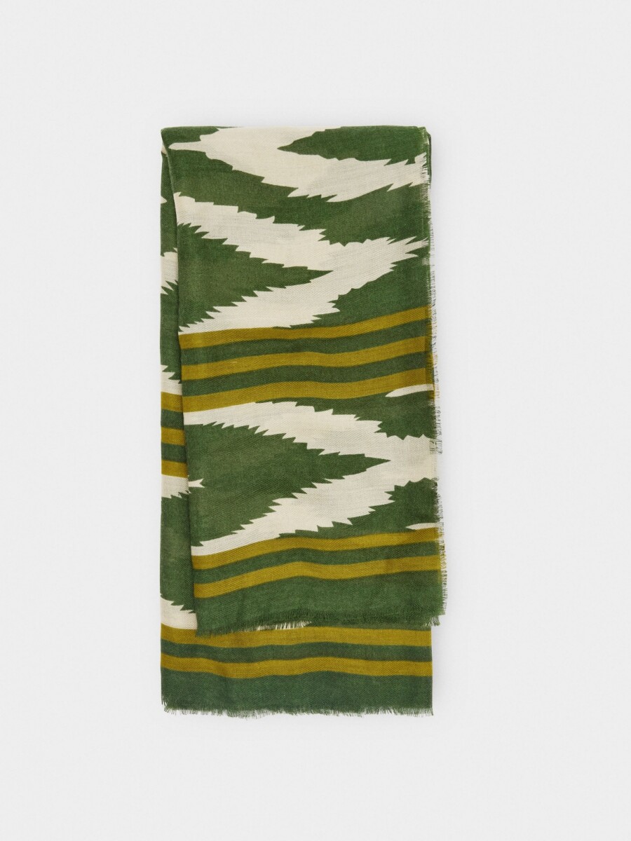 Pañuelo Estampado Mezcla De Lana verde