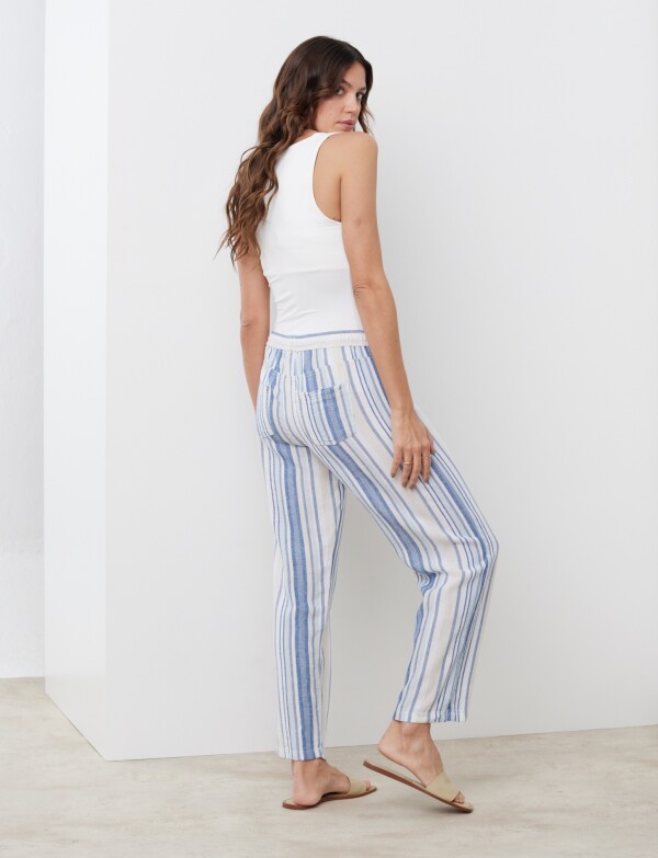 Pantalon Lino AZUL/MULTI