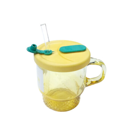 Taza vaso de vidrio con tapa 400 ml Taza Vaso De Vidrio Con Tapa 400 Ml