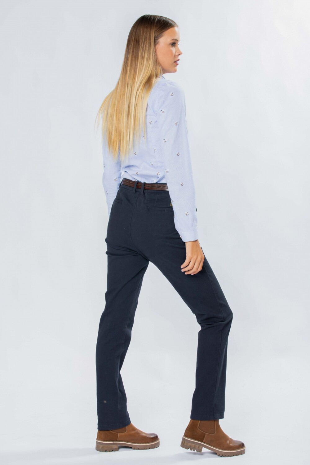 PANTALÓN DE GABARDINA CLÁSICO Azul