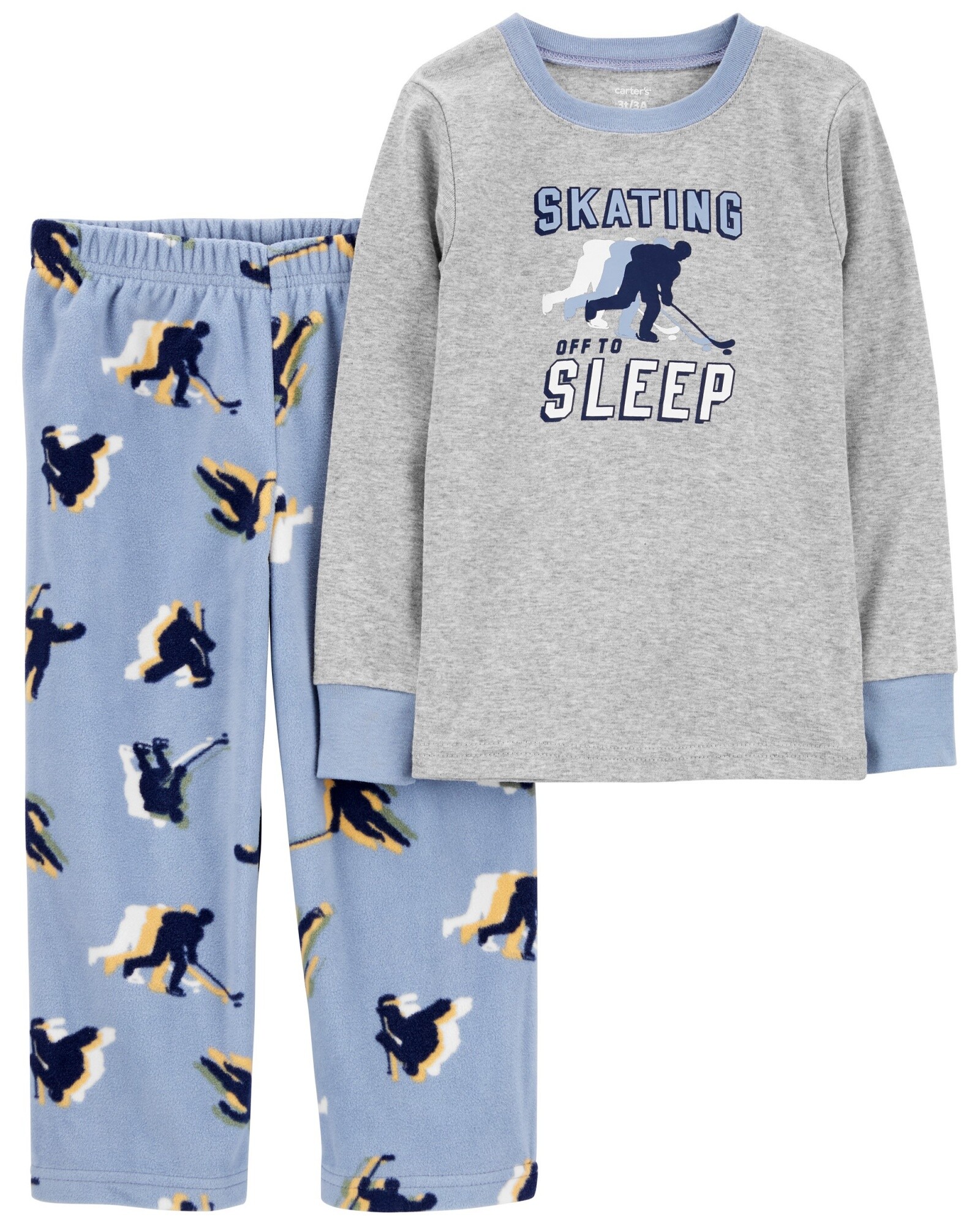 Pijama dos piezas, pantalón de micropolar y remera de algodón, diseño hockey Sin color