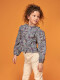 Blusa De Flores Con Tiras Fruncidas Azul Viejo
