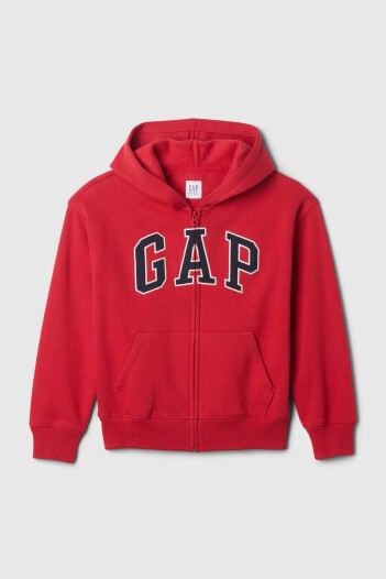 Buzo Canguro Con Cierre Logo Gap Niño Modern Red
