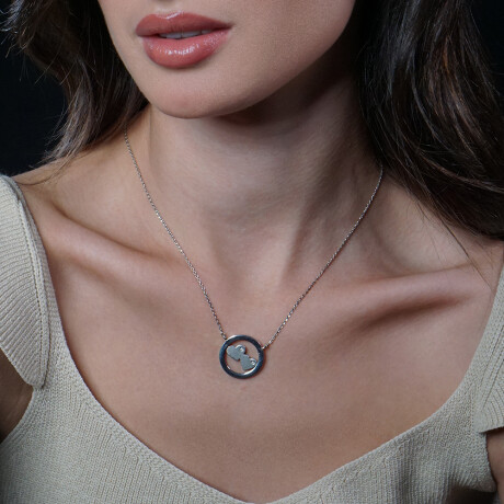 Colgante con cadena Dos corazones de MOON en plata 925 con brillantes Colgante con cadena Dos corazones de MOON en plata 925 con brillantes