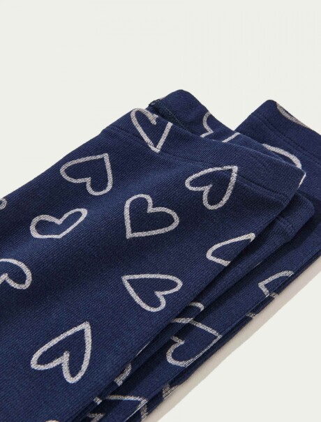 CALZA BÁSICA CON ESTAMPADO EN TELA ACANALADA AZUL