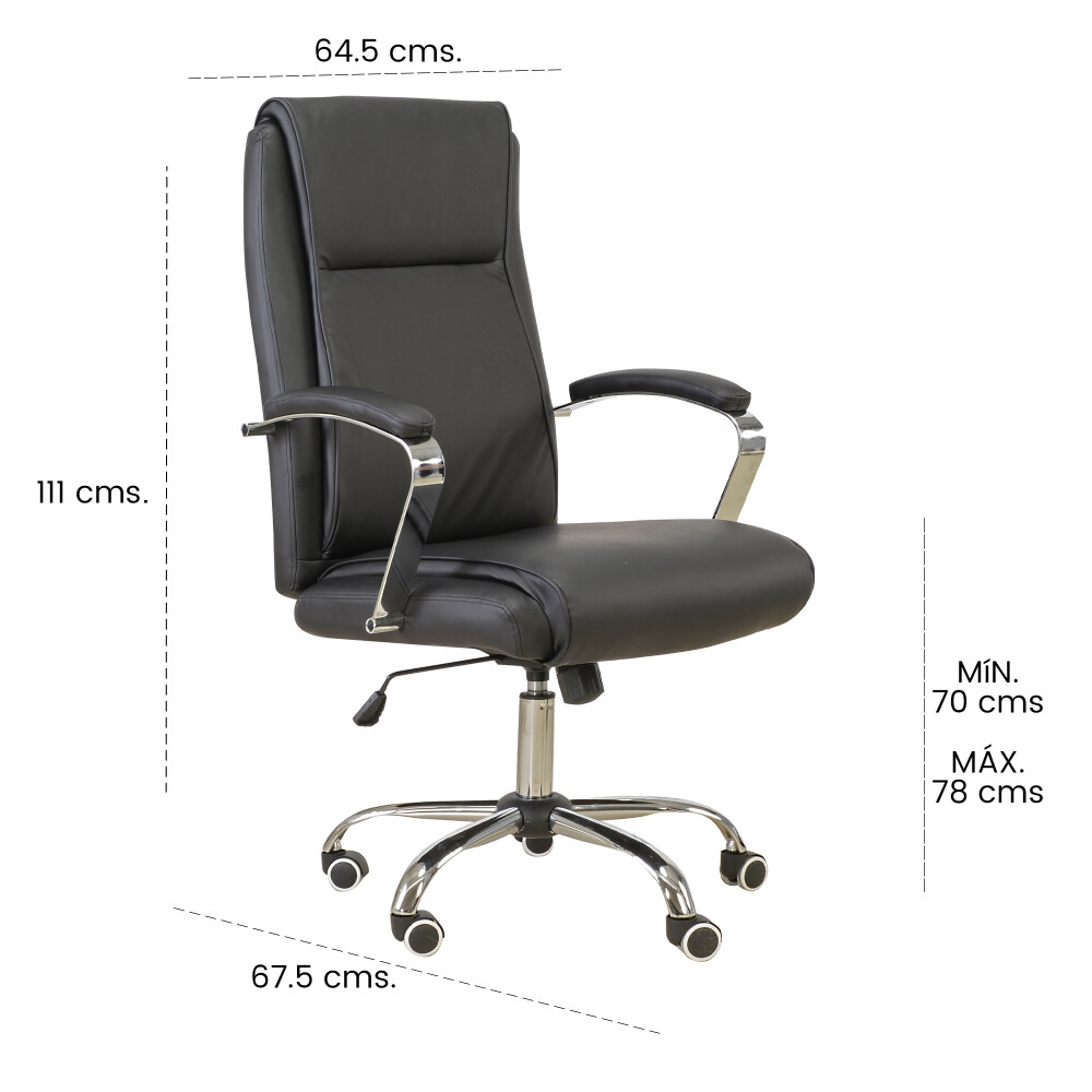 SILLA DE ESCRITORIO PU-Y-ACERO NEGRO D-422