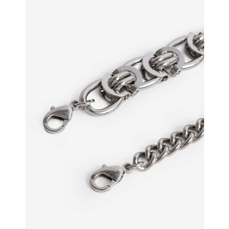 Set De Pulseras Flexible Cadena Plateado Rodio