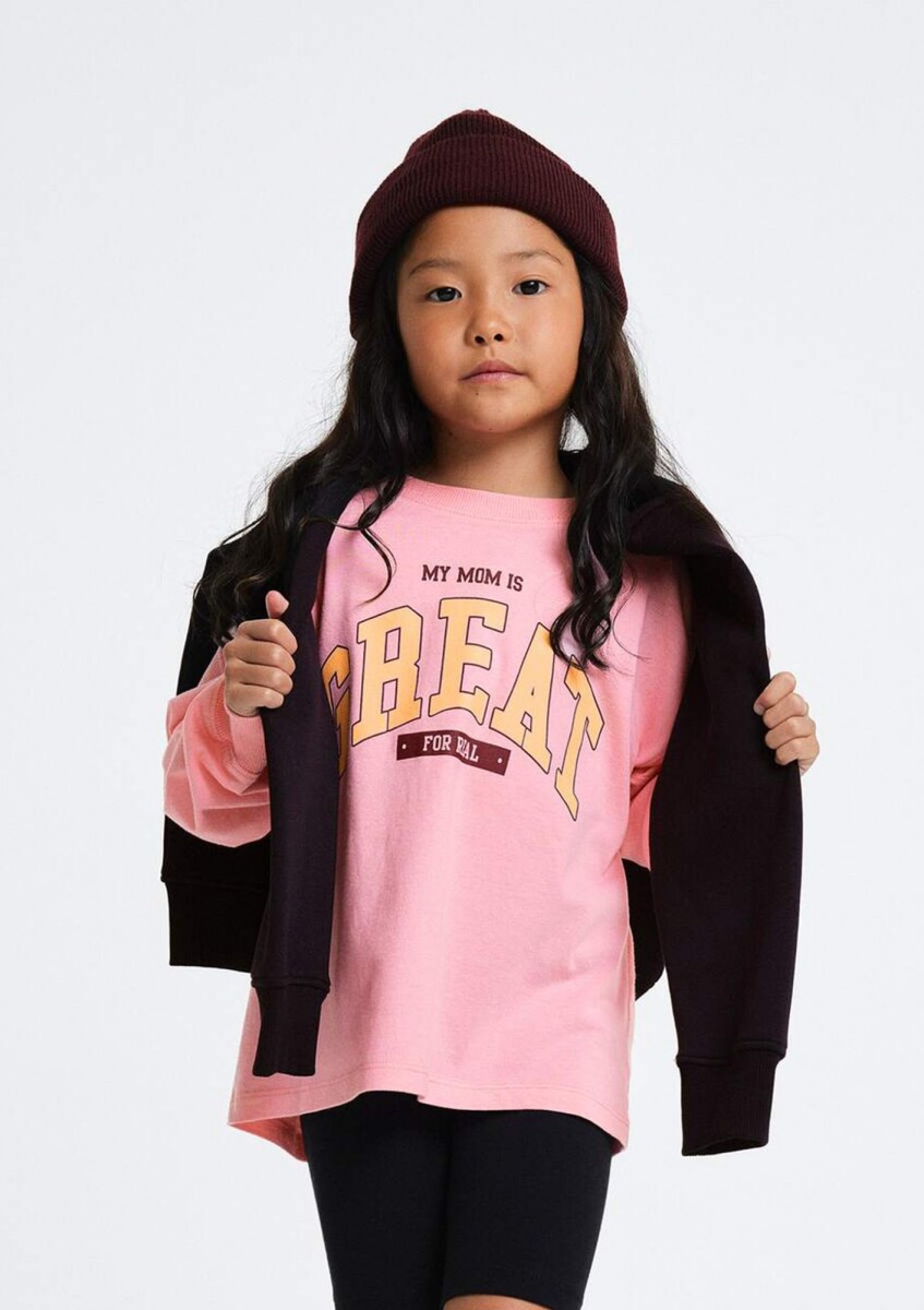 BUZO INFANTIL CON ESTAMPA - GRIS - ROSADO 