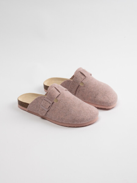Zueco fieltro hebilla Rosa