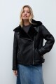 Chaqueta biker eco cuero con piel negro