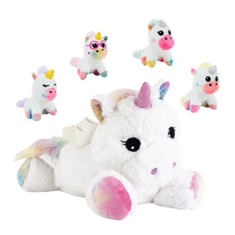 Peluche de unicornio con alas y 4 hijos Peluche de unicornio con alas y 4 hijos