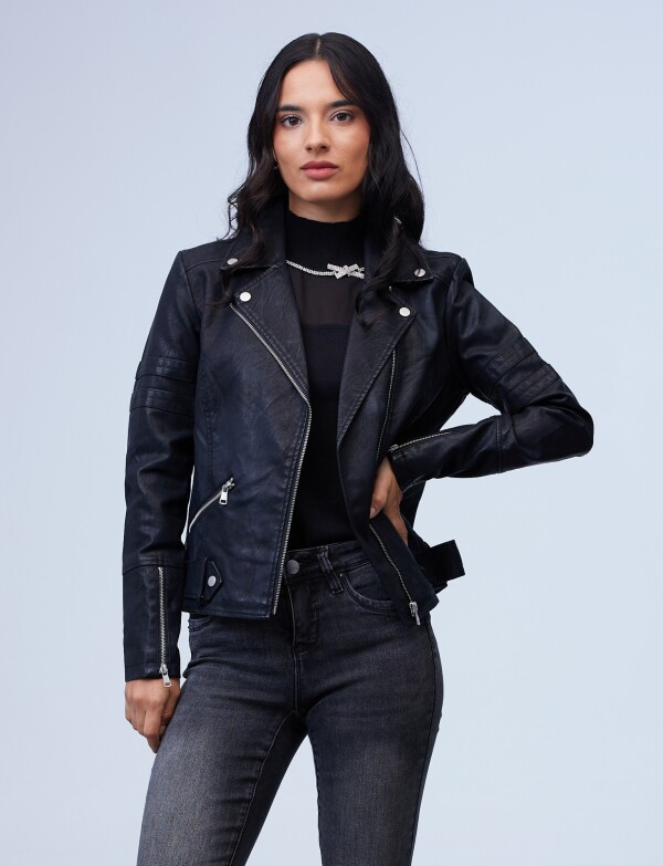 Camperita Eco Cuero Zip NEGRO