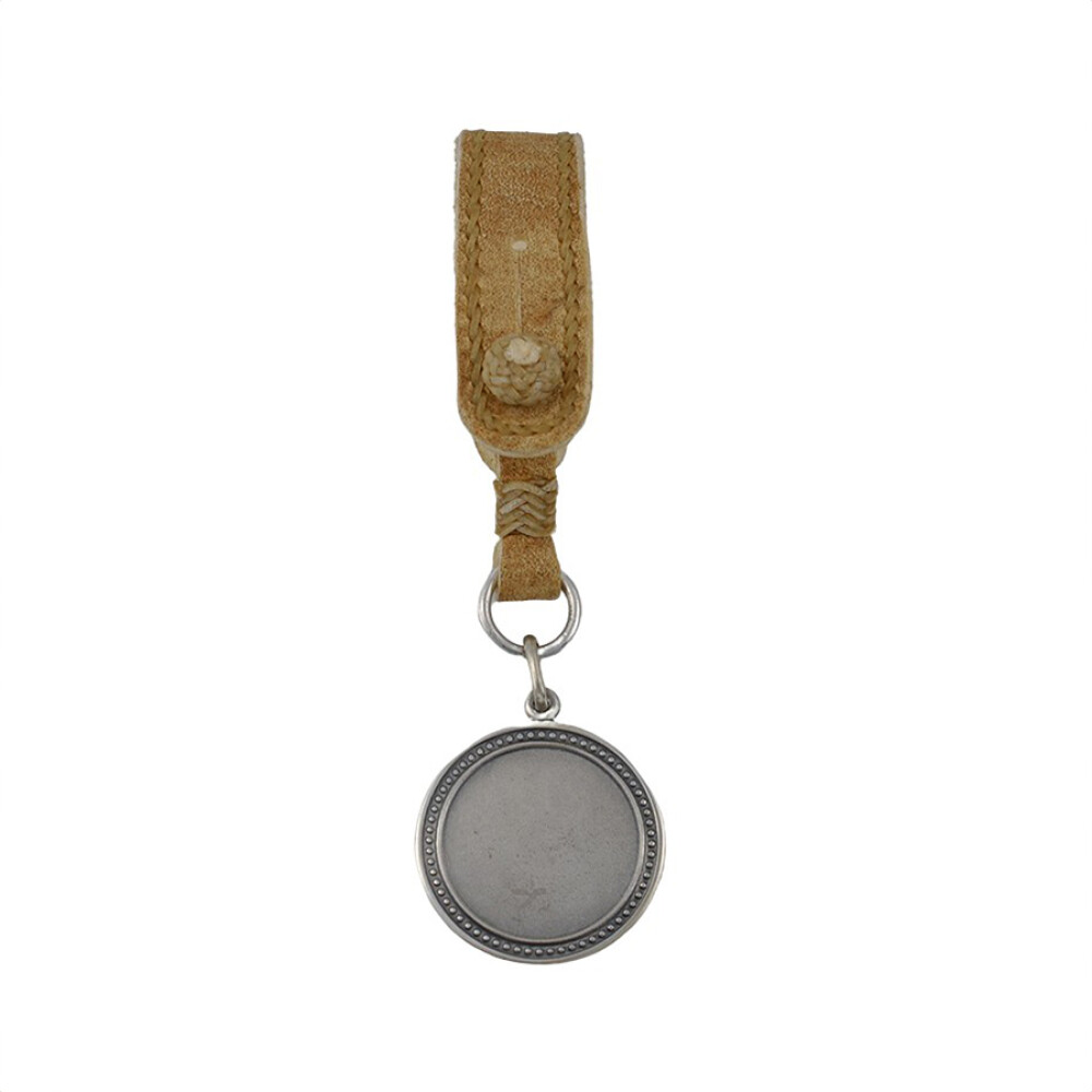 Llavero De Cuero Con Medalla En Plata 925 Llavero De Cuero Con Medalla En Plata 925