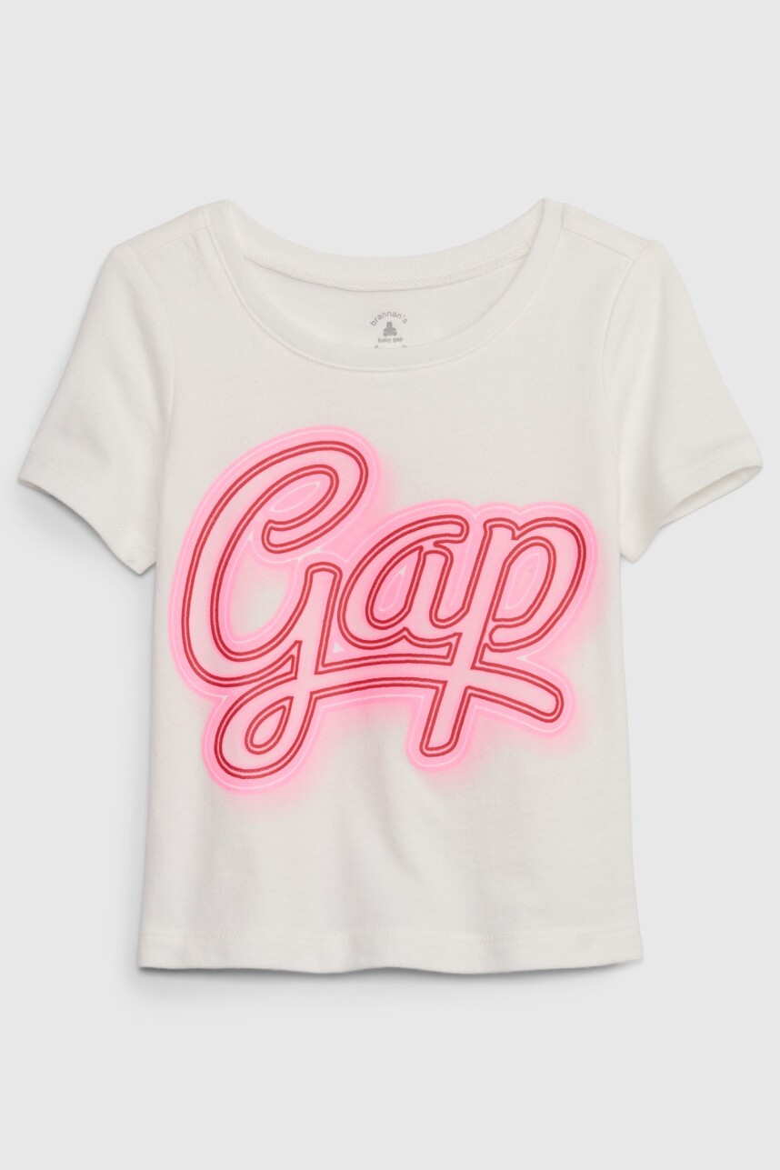 Remera Logo Gap Manga Corta Toddler Niña New Off White