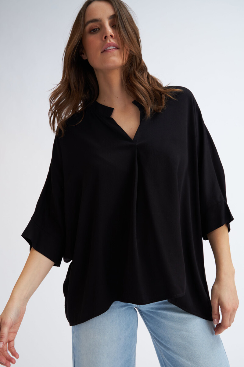 Blusa escote en v - Negro 