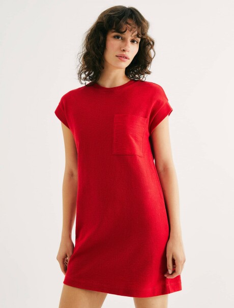 VESTIDO BÁSICO CON TEXTURA ROJO