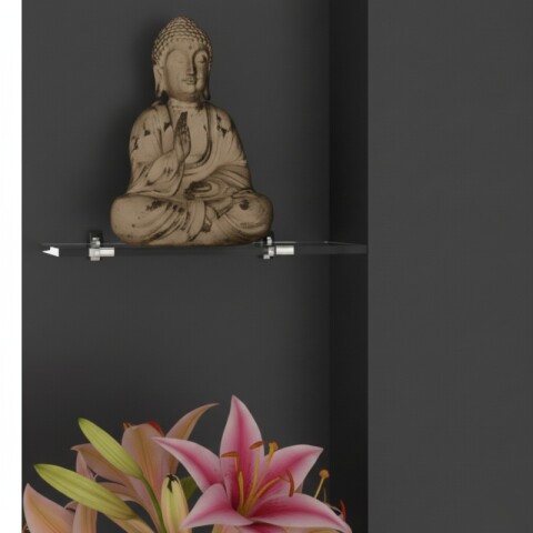 Rack Flotante Tv 60 Pulgadas Grafito - Con Estantes De Vidrio Y Pasacables Rack Flotante Tv 60 Pulgadas Grafito - Con Estantes De Vidrio Y Pasacables