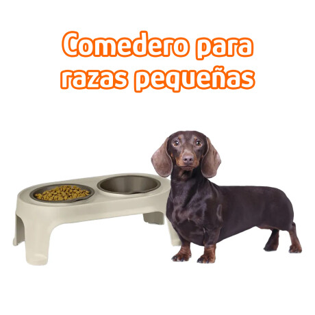 Comedero y Bebedero Elevado para Mascotas Pequeñas Rimax Beige