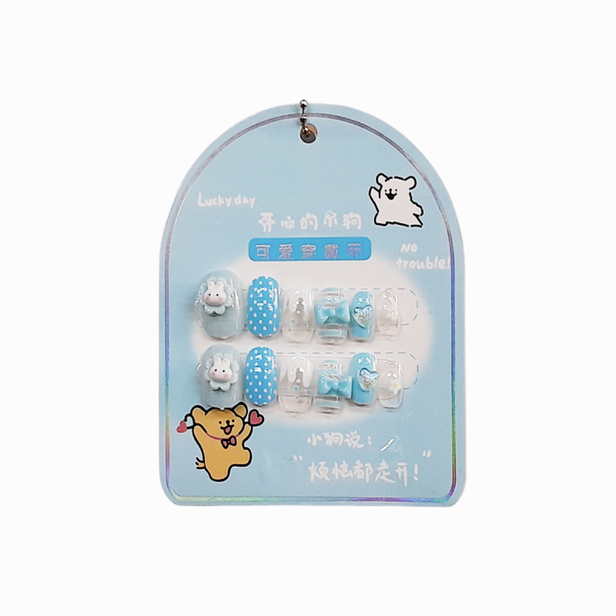 Uñas postizas con diseño celeste - Uñas Postizas Con Diseño Celeste 