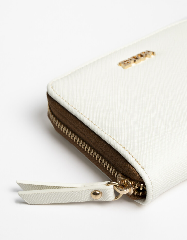 Billetera Zip Round Billetera Cuadrada Crudo - Blanco Crudo
