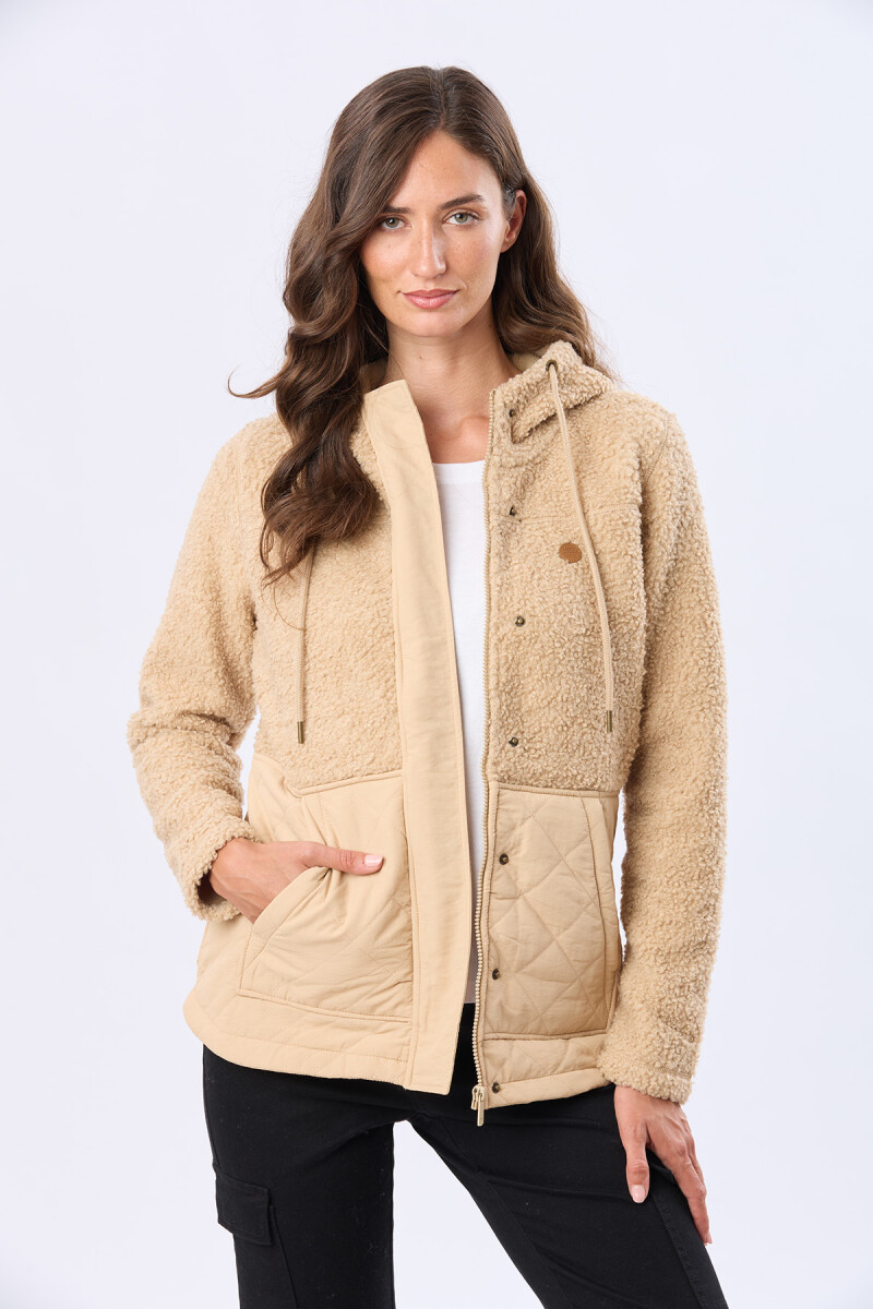 CAMPERA DE ABRIGO CON CAPUCHA - Beige 