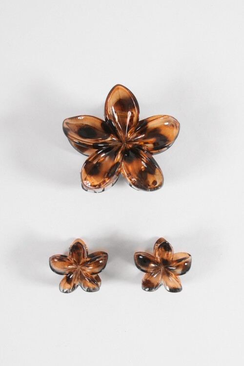 Set de 3 piezas broches hibisco carey